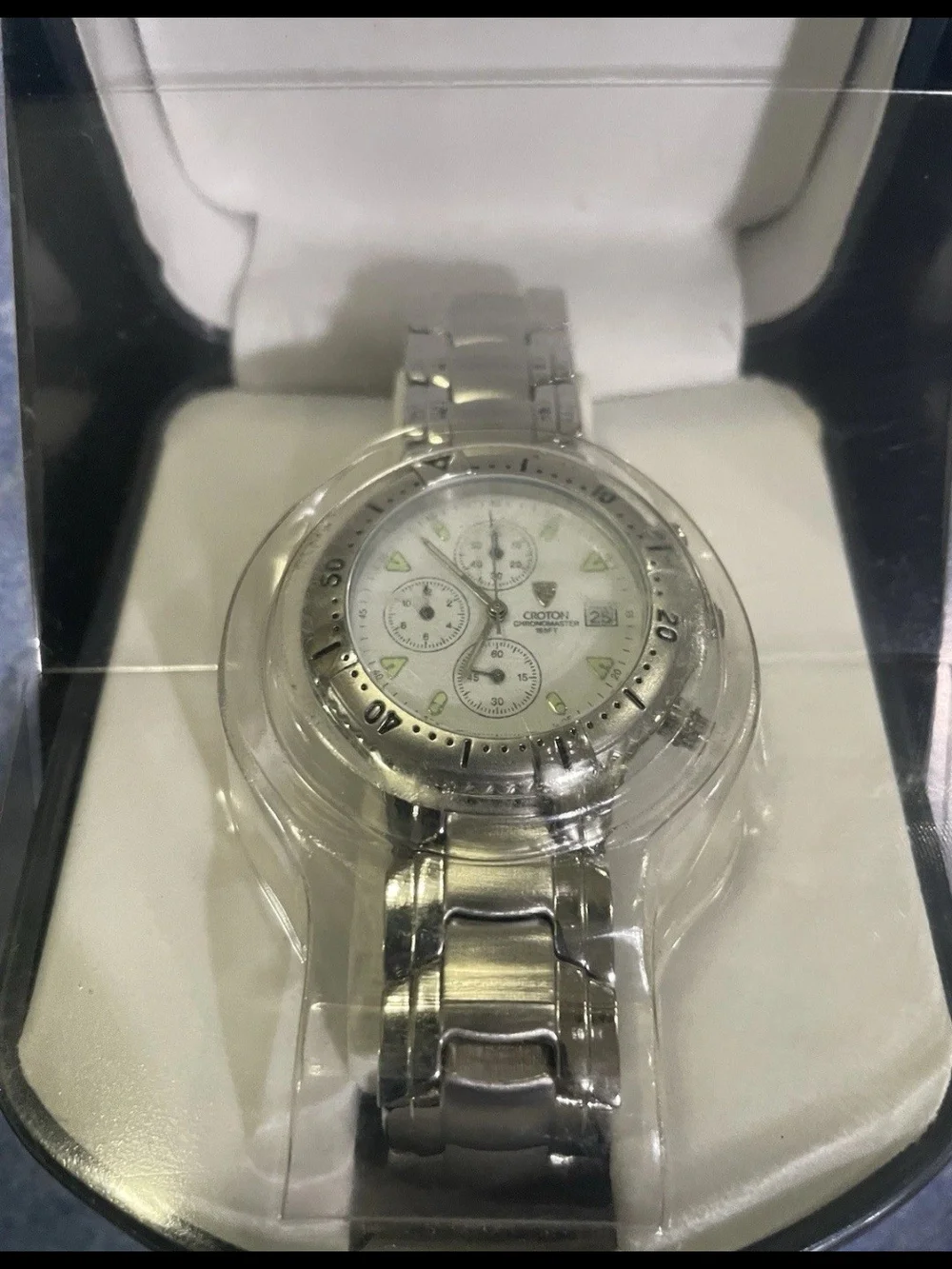 Croton Chronomaster Silver Stainless Steel Chronograph Watch New